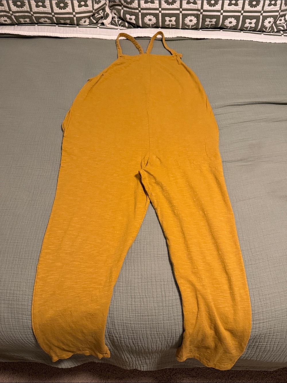 Lightweight Mustard Jumpsuit with Spaghetti Straps